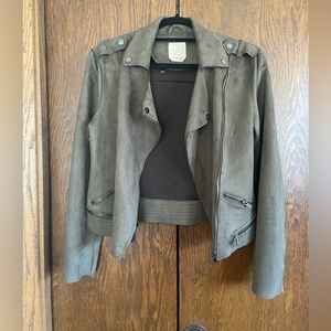 Olive Green boutique suede moto jacket